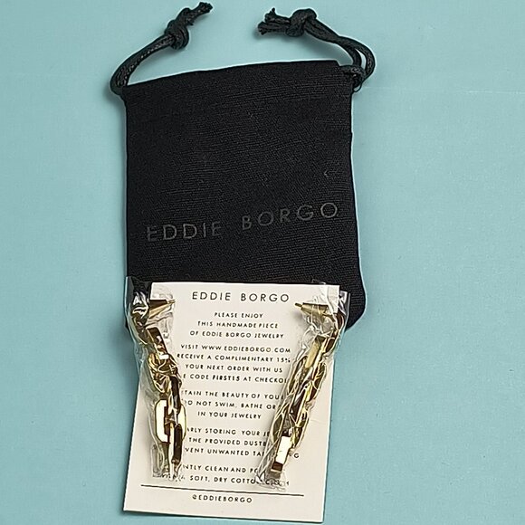 Eddie Borgo Chain Link Earrings Gold Tone Statement - Picture 1 of 7